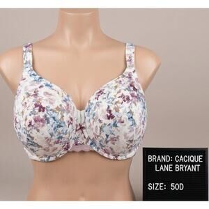 Cacique Lane Bryant 50D Bra Floral Lightly Lined Full Coverage Underwire